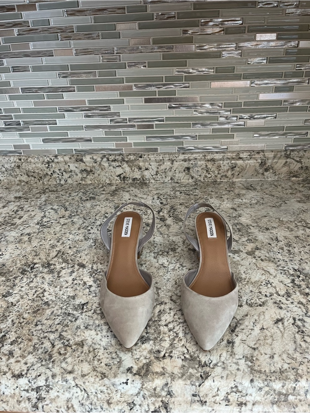 Steve Madden Taupe Suede Pointed-Toe Slingback Mules grey casual
